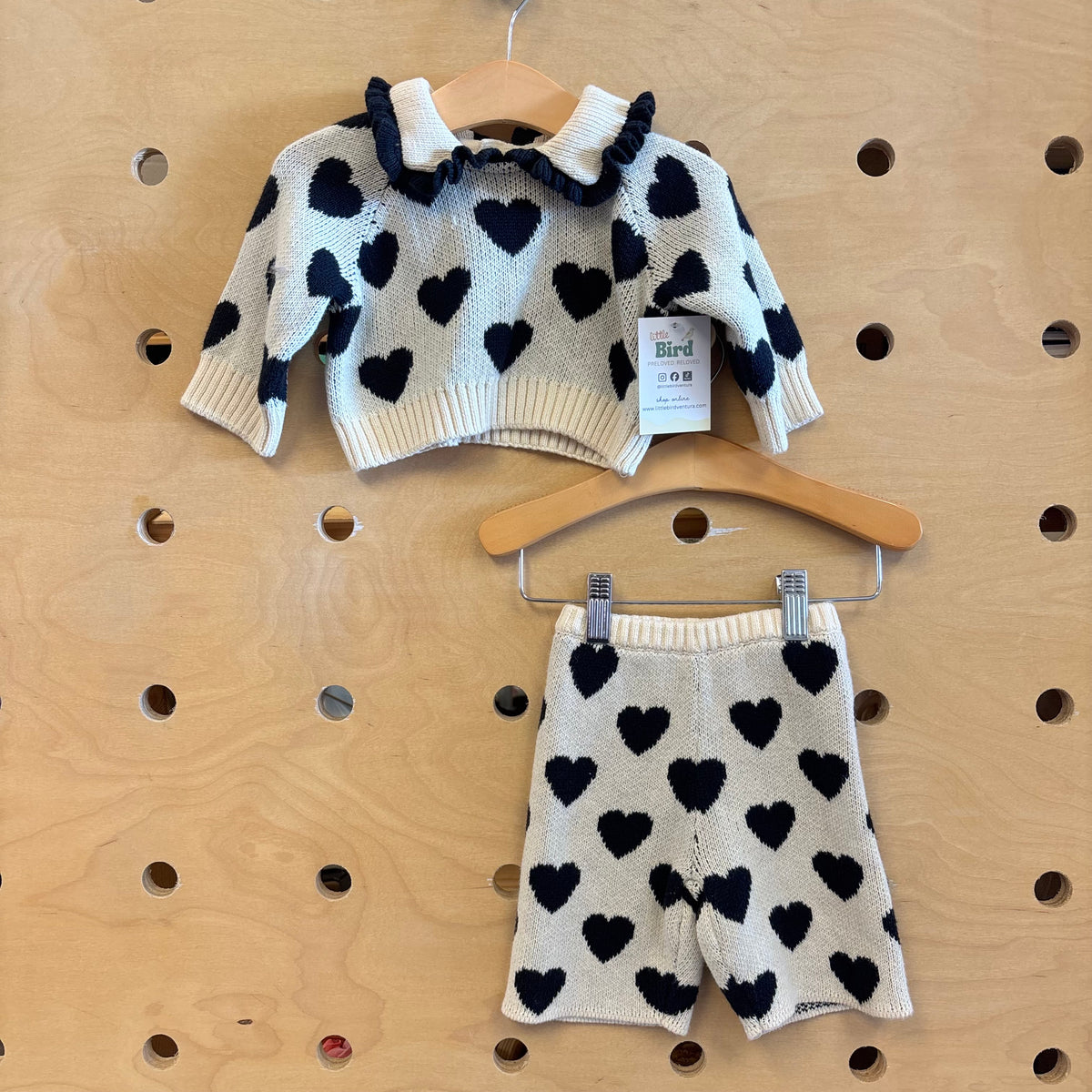 Cream/Black Hearts Knit Outfit