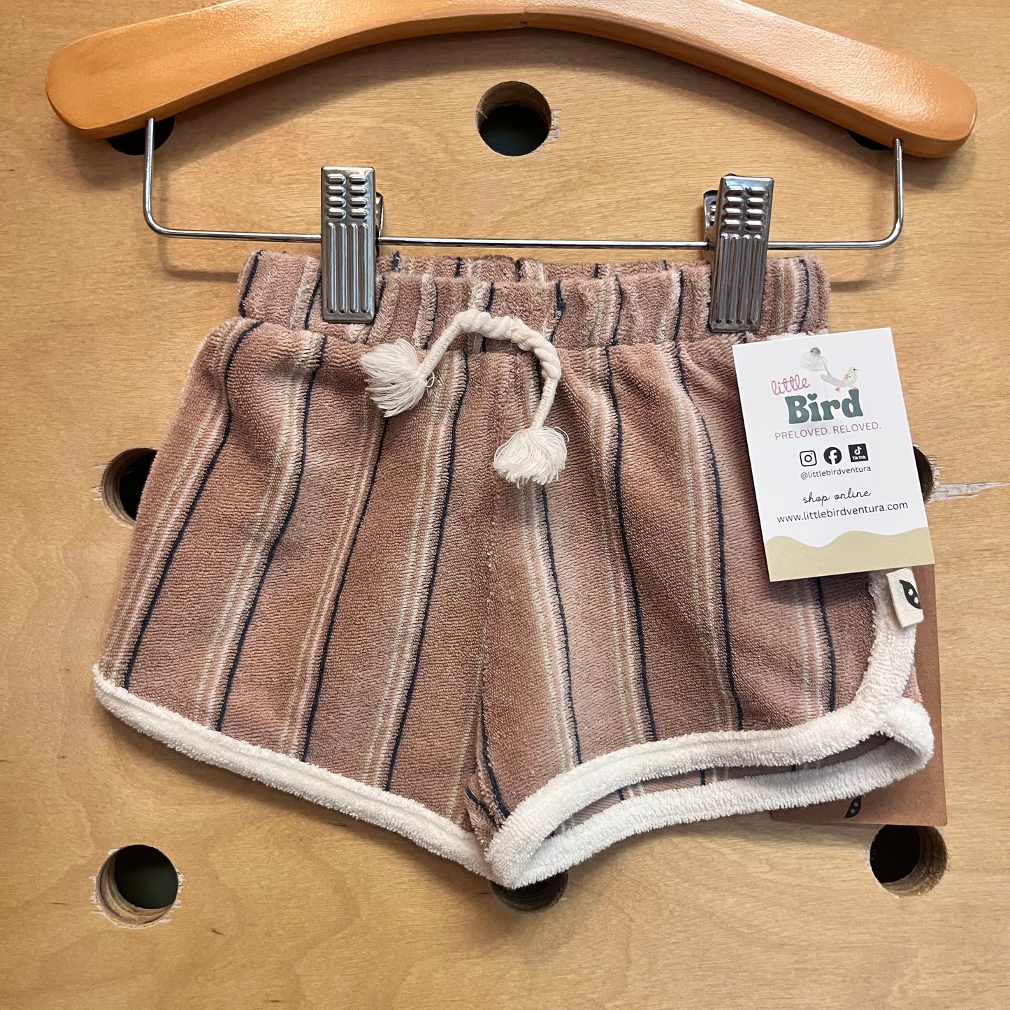 Organic Brown Stripe Terry Shorts NEW!