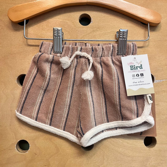 Organic Brown Stripe Terry Shorts NEW!