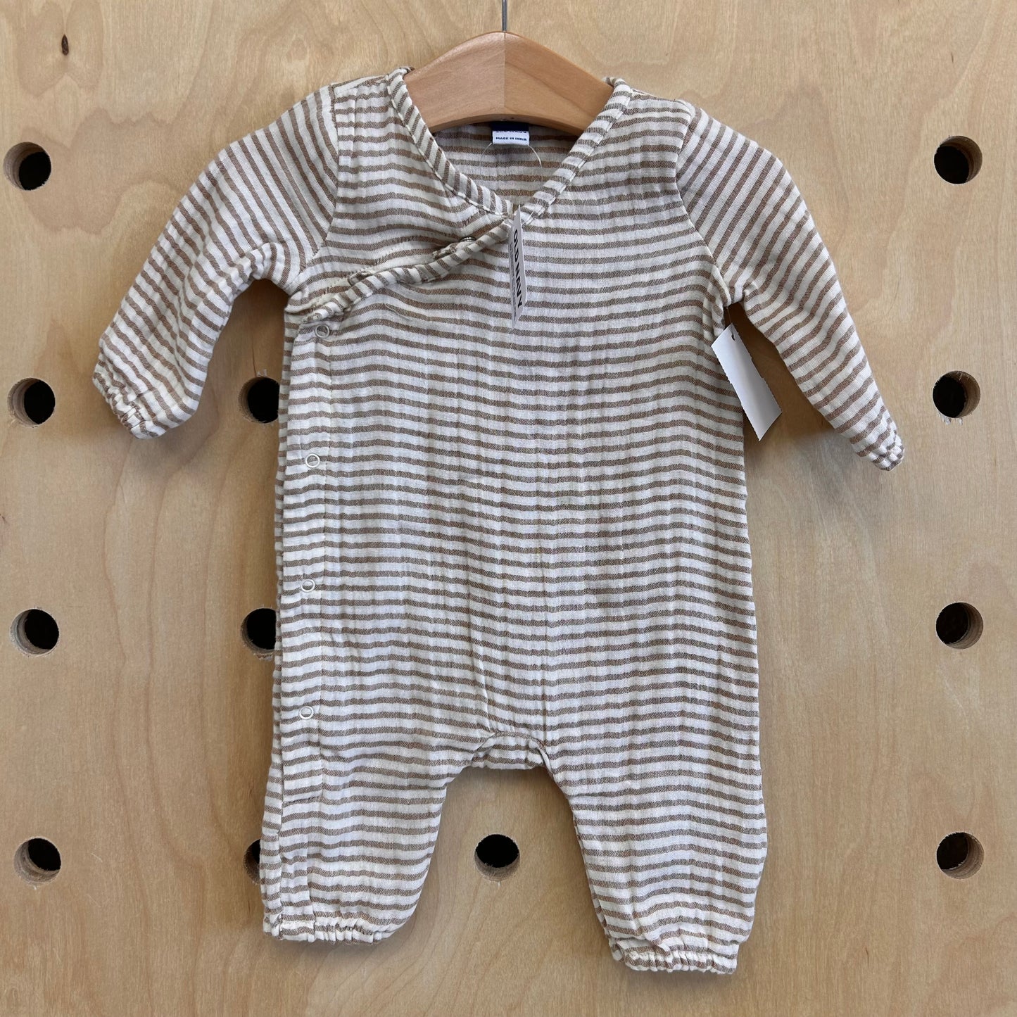 Tan Striped Snap Romper NEW!