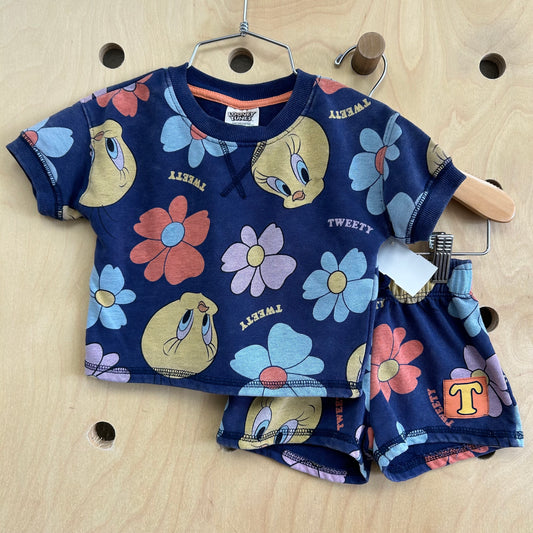 Navy Tweety Floral Outfit