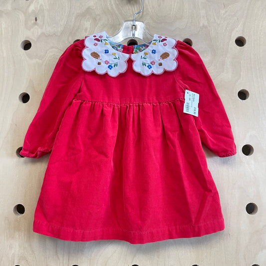 Red Peter Pan Collar Spring Dress