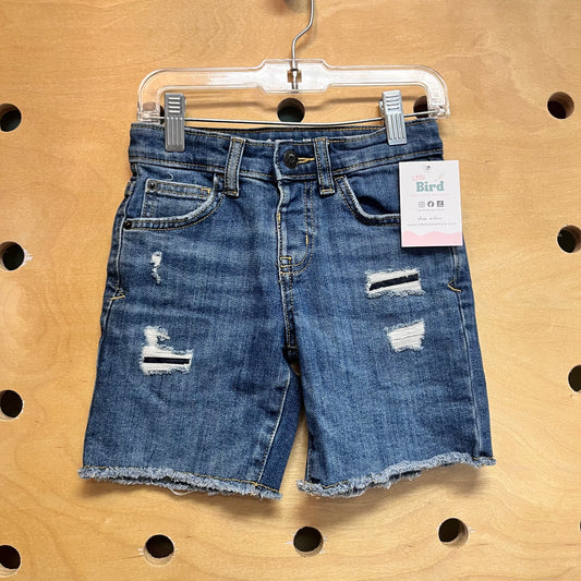 Distressed Super Stretch Denim Shorts