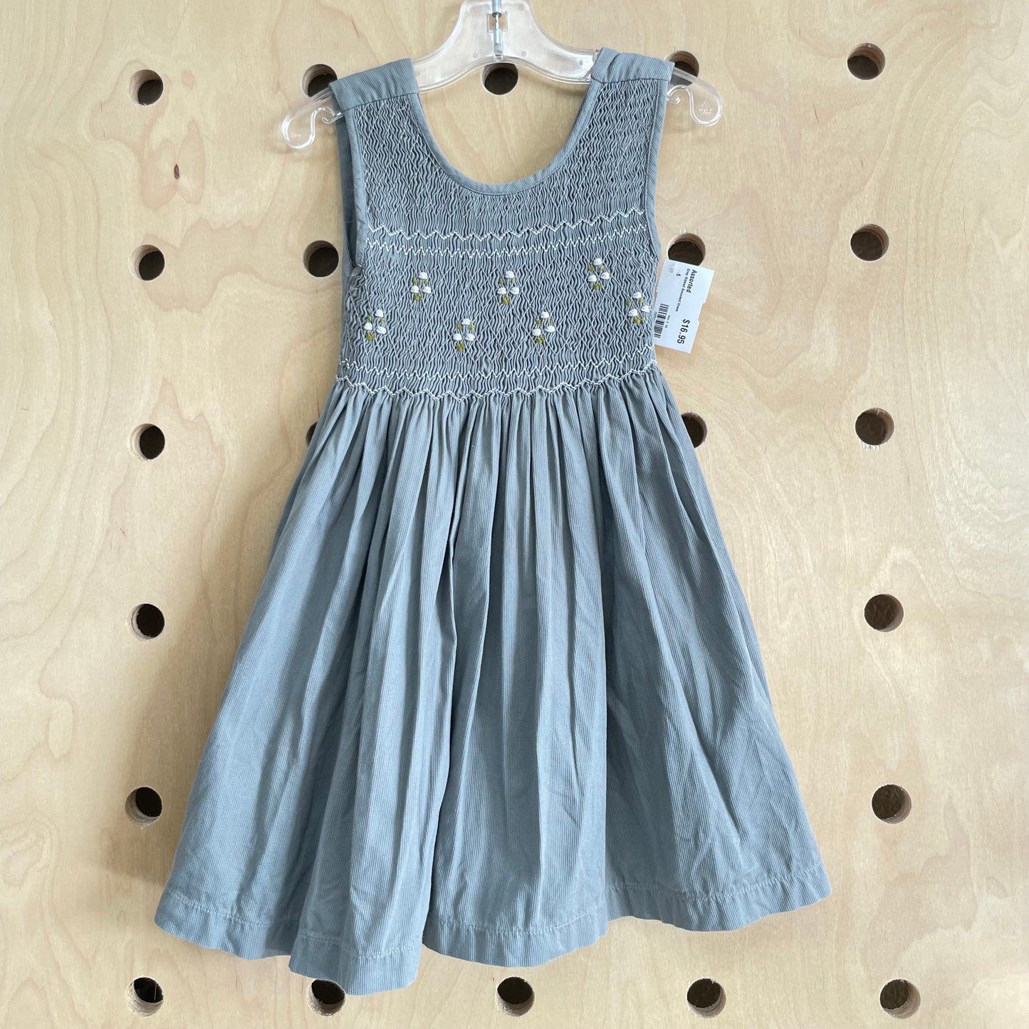 Grey Ribbed Smocked Dress