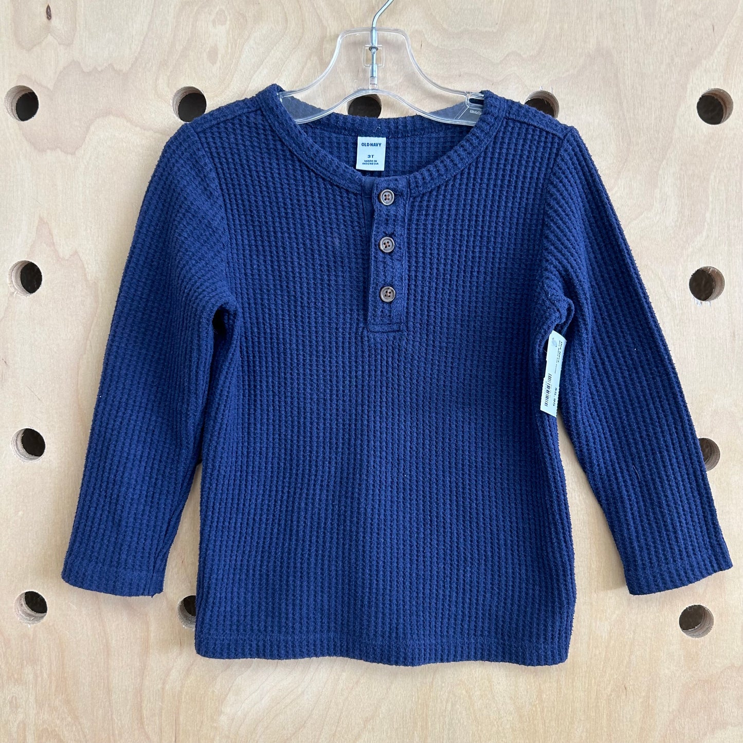 Blue Waffle Knit Henley