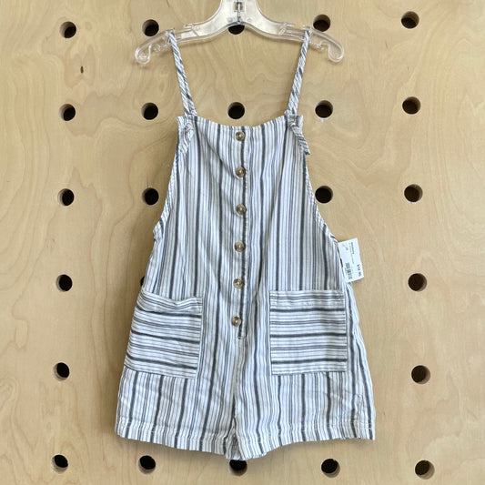 B+W Striped Cotton Overalls