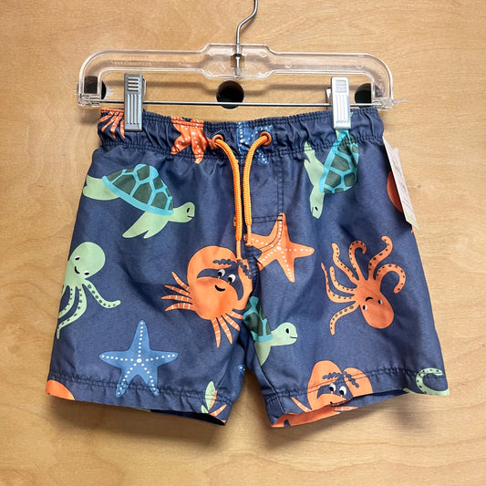 Grey Octopus/Turtle Swim Trunks