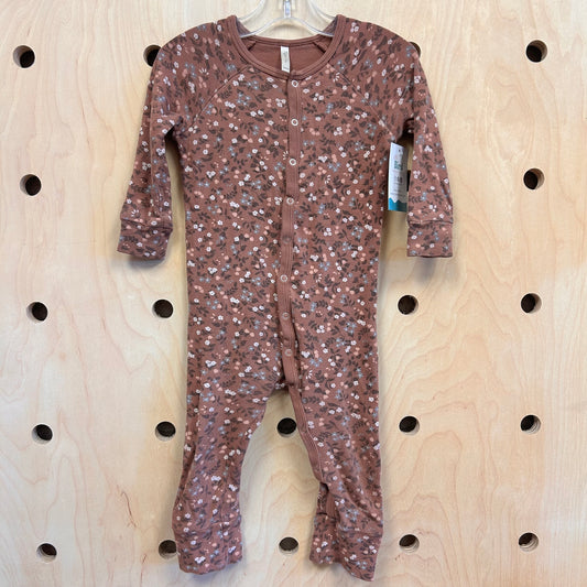 Brown Floral Snap Romper