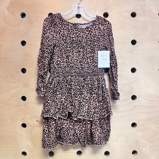 Animal Print Tiered Smocked Dress