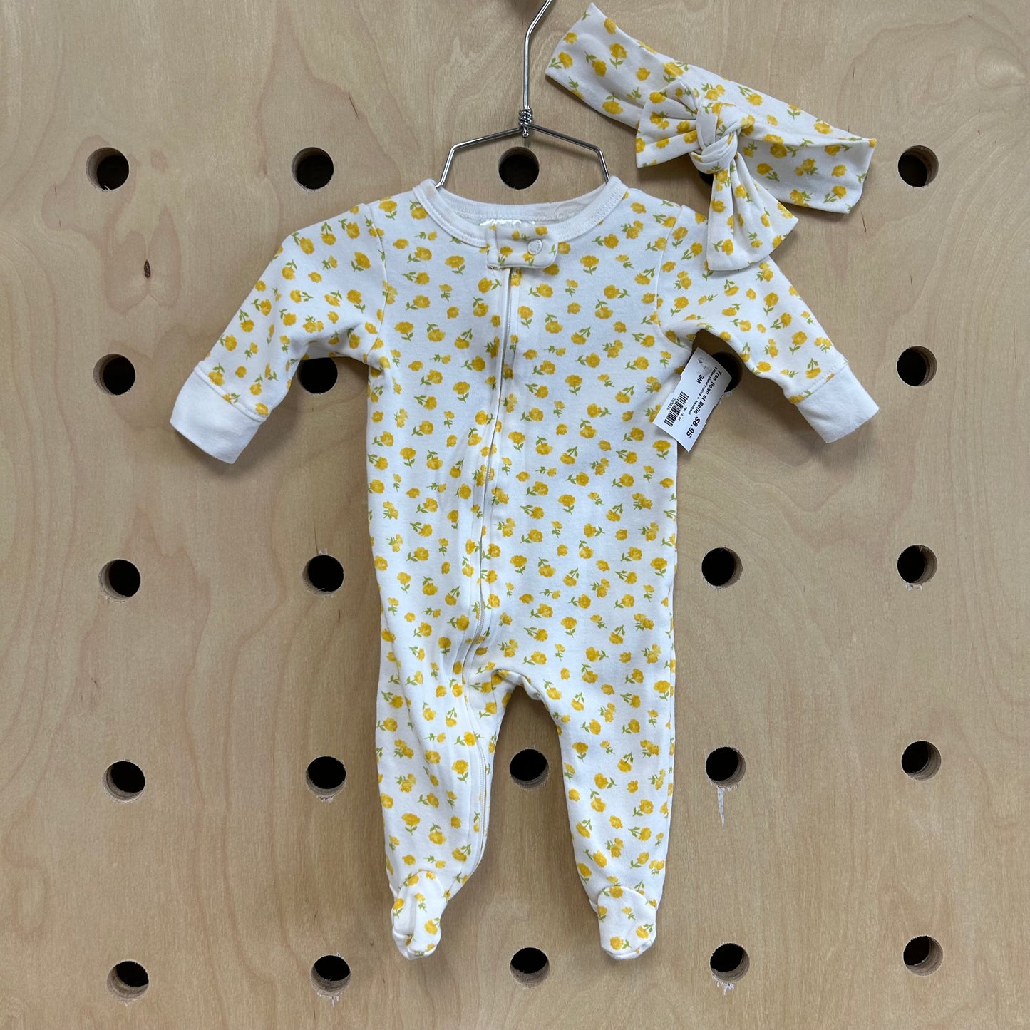 Yellow Floral Footies + Headband