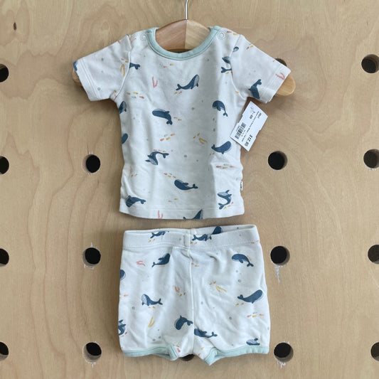 Organic Cotton & Viscose Whales + Fish Outfit