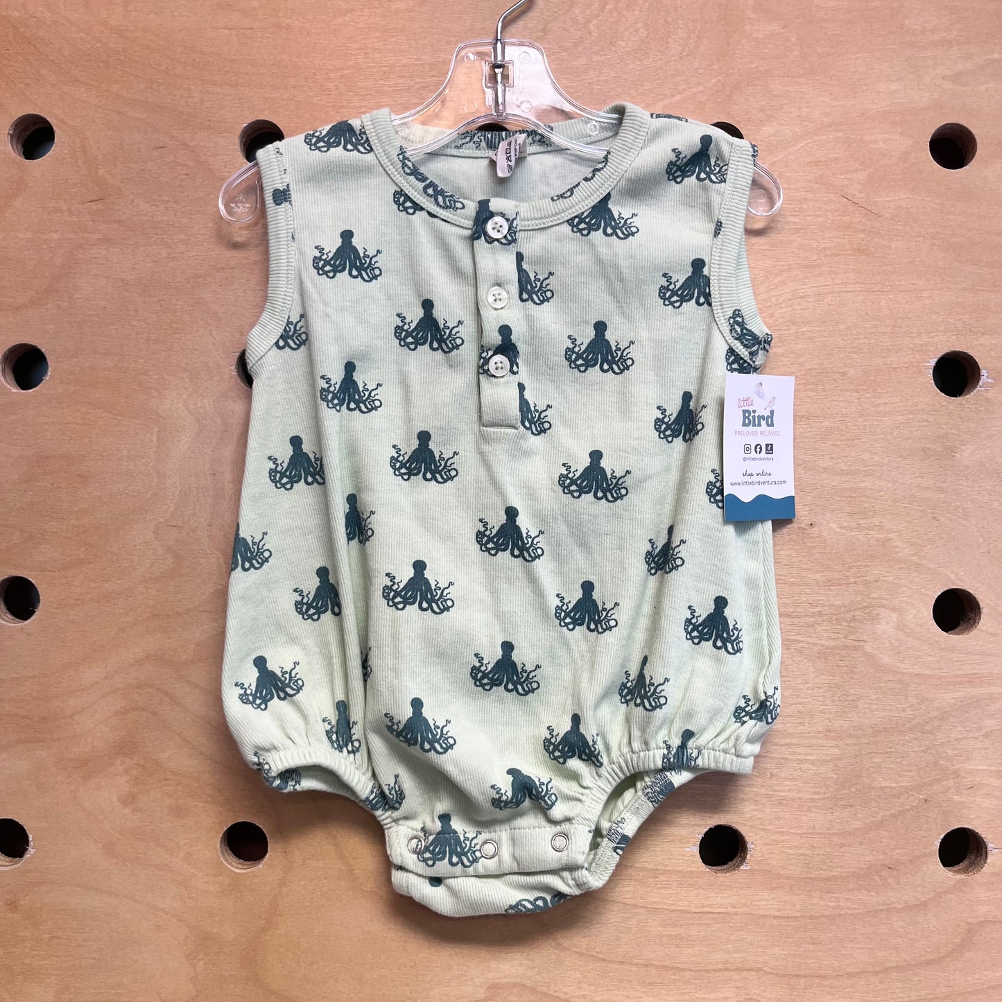 Organic Green Ribbed Octopus Romper