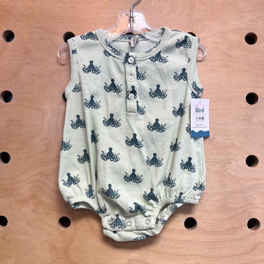 Organic Green Ribbed Octopus Romper
