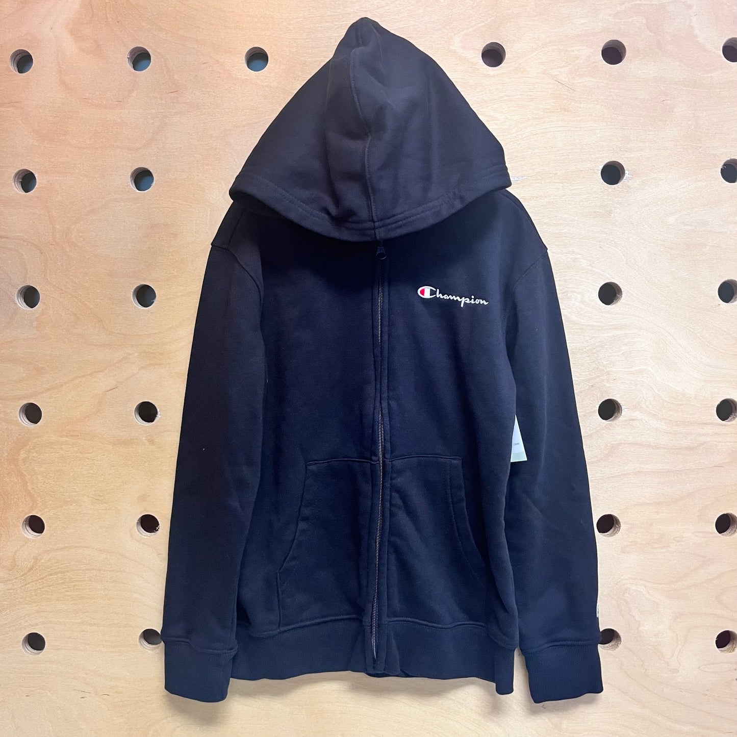 Black Embroider Logo Zip Hoodie
