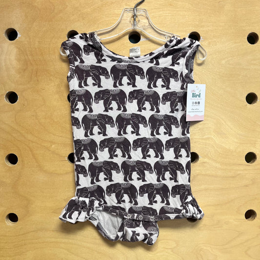 White/Purple Elephants Bamboo Romper