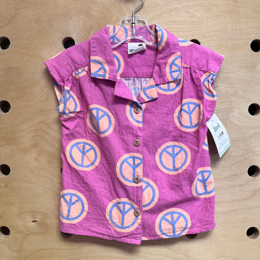 Pink/Peach Peace Button Up