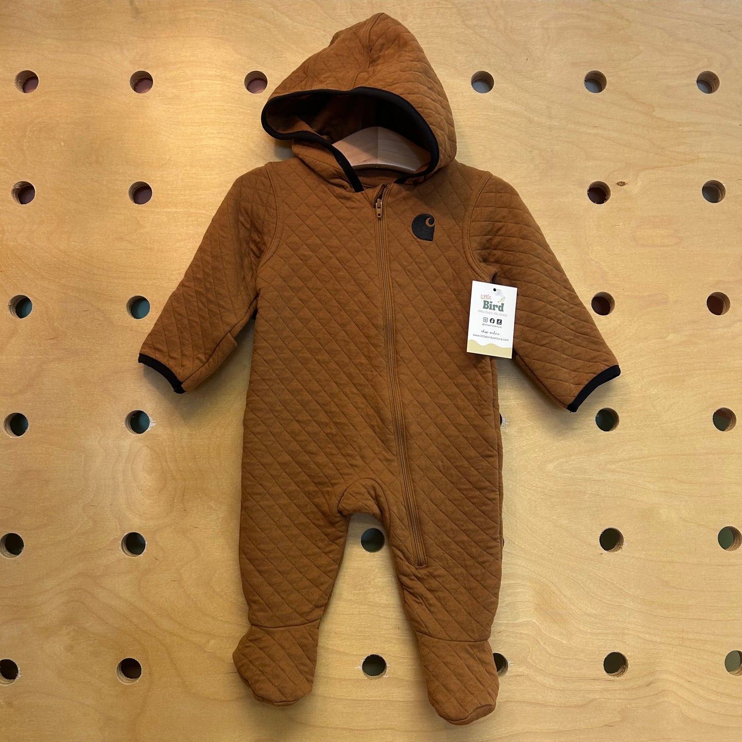 Brown Quilted Hooded Coverall