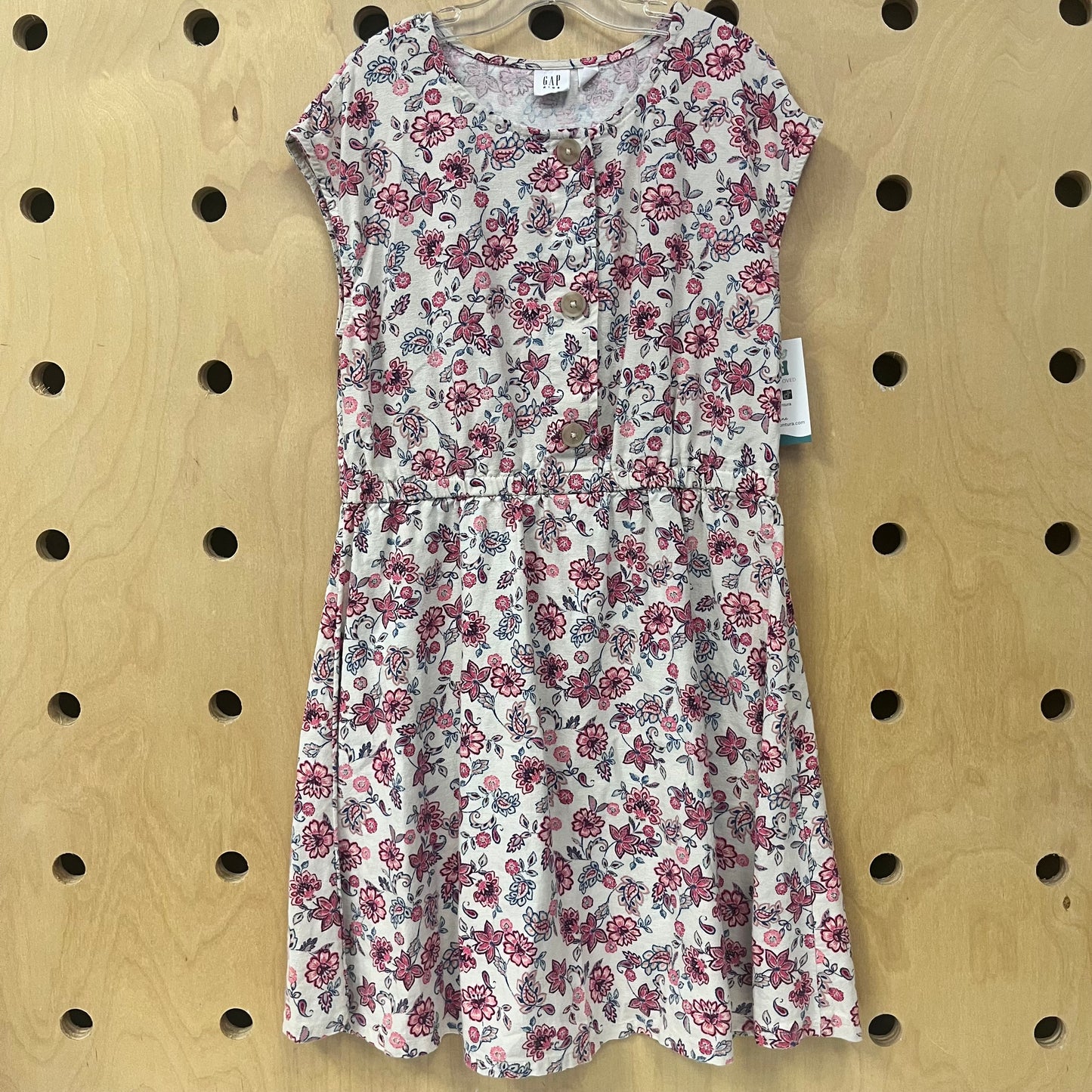 Pink Floral Linen Blend Dress