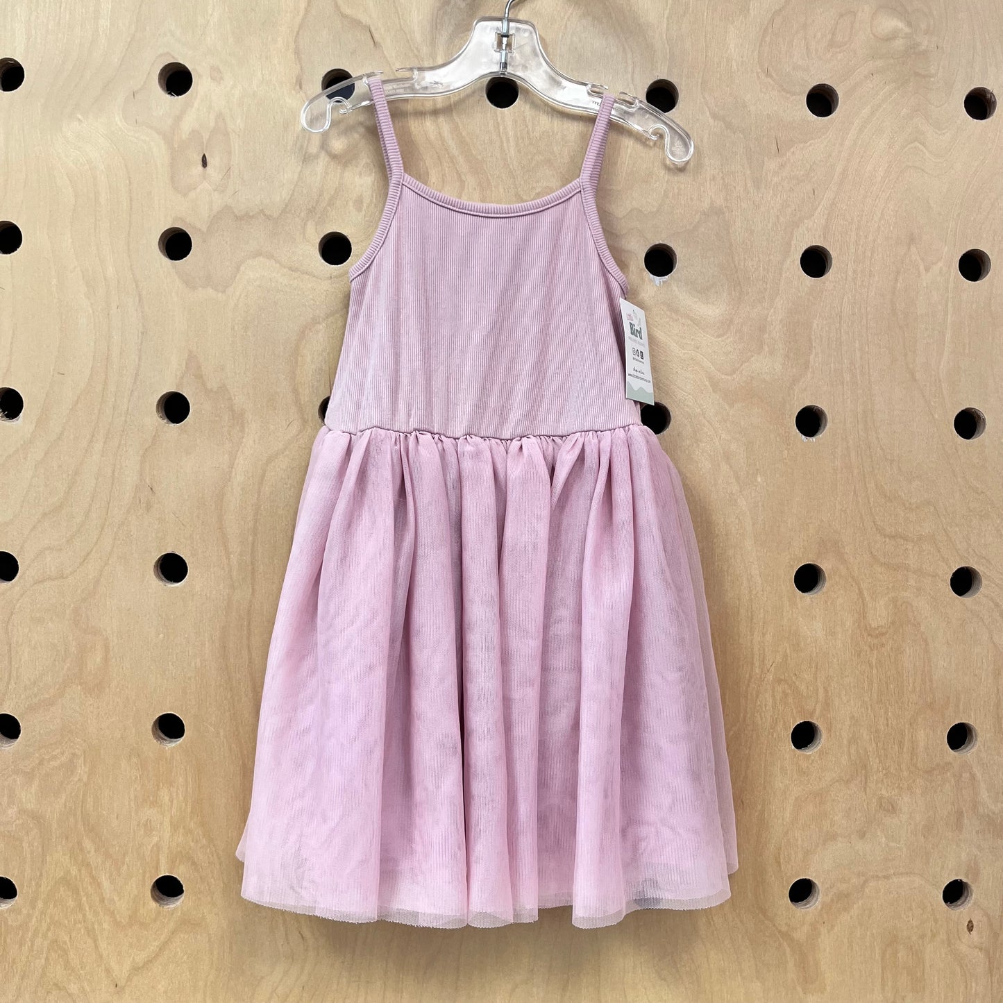 Pink Ribbed + Tulle Dress
