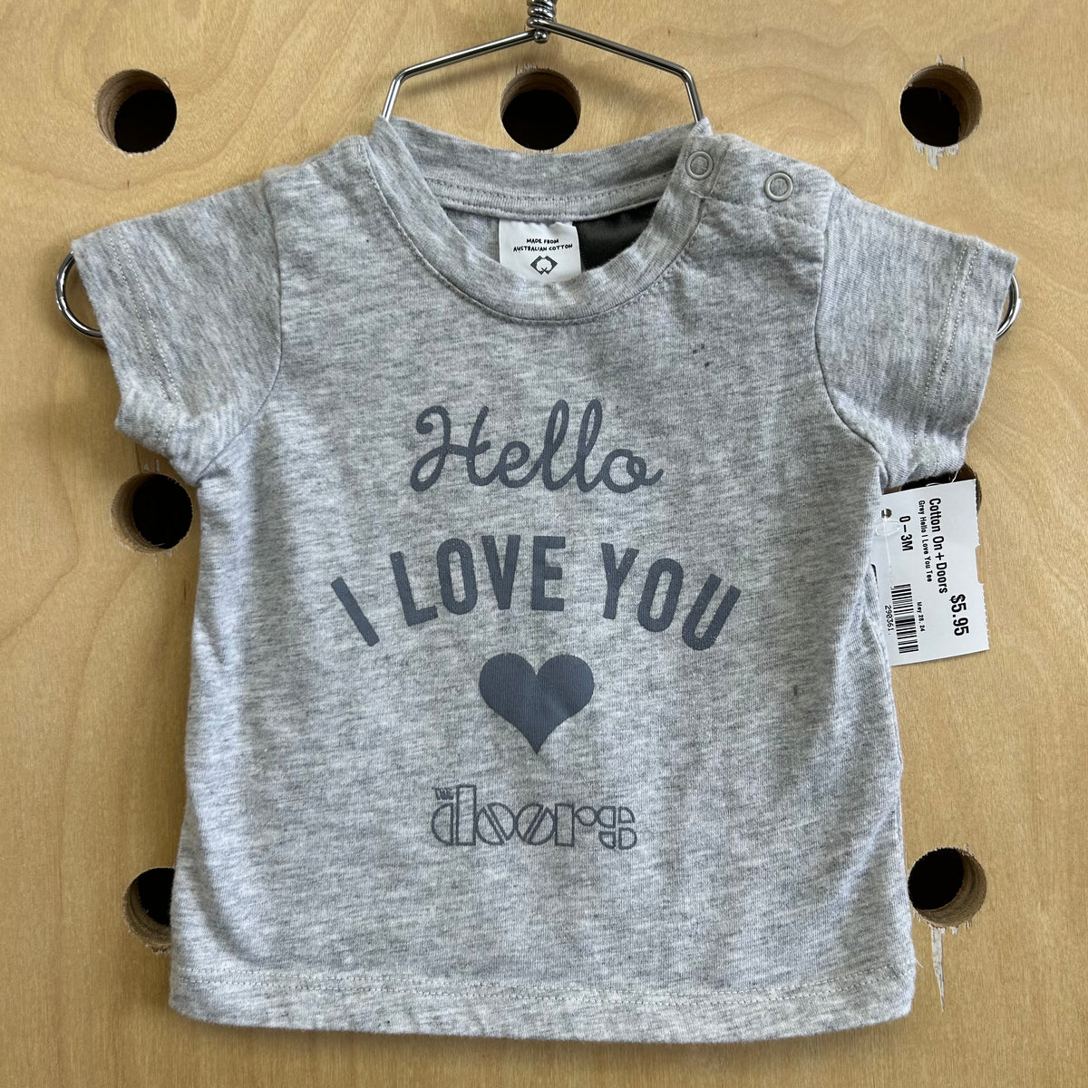 Grey Hello I Love You Tee