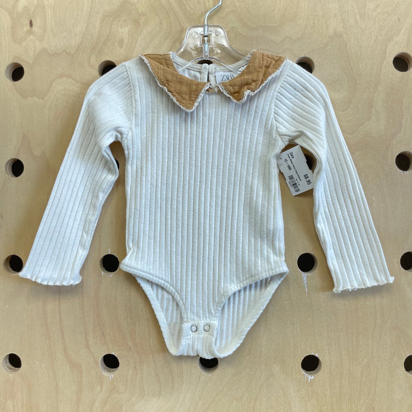 Cream Ribbed Cotton Collar Budysuit