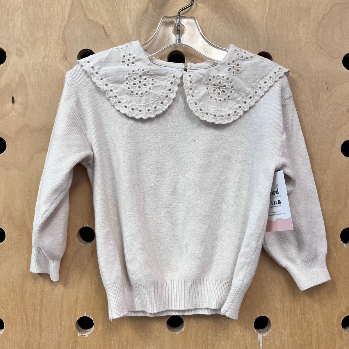 Cream Eyelet Collar Sweater
