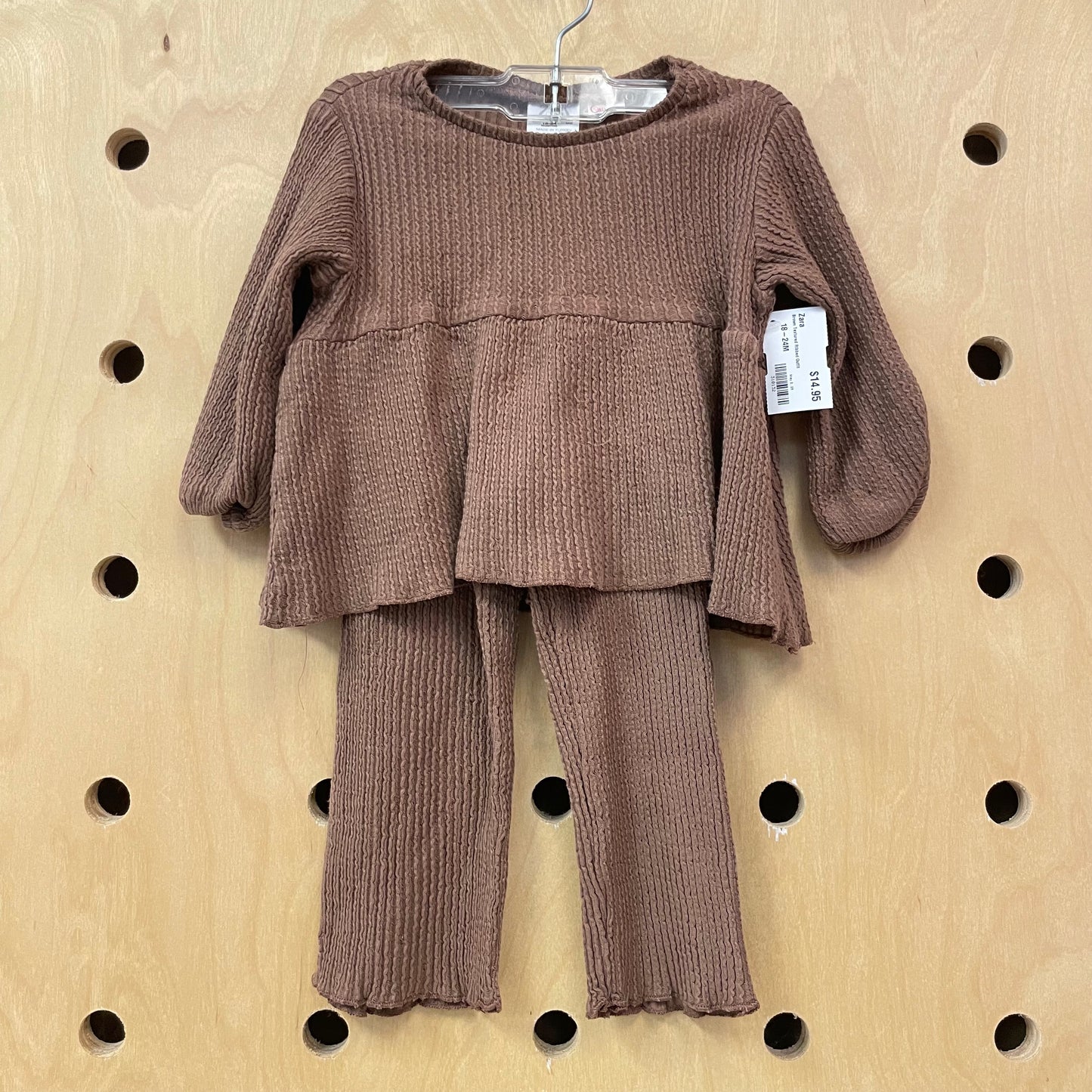 Brown Textured Ribbed Outfit