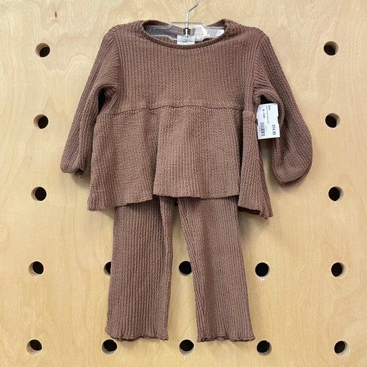 Brown Textured Ribbed Outfit