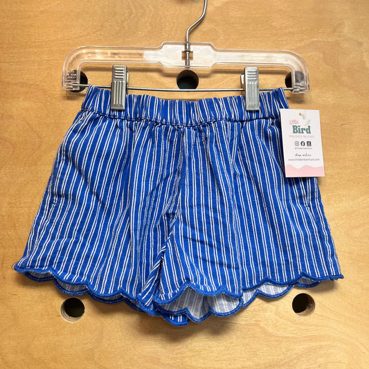 Blue/White Striped Scalloped Shorts