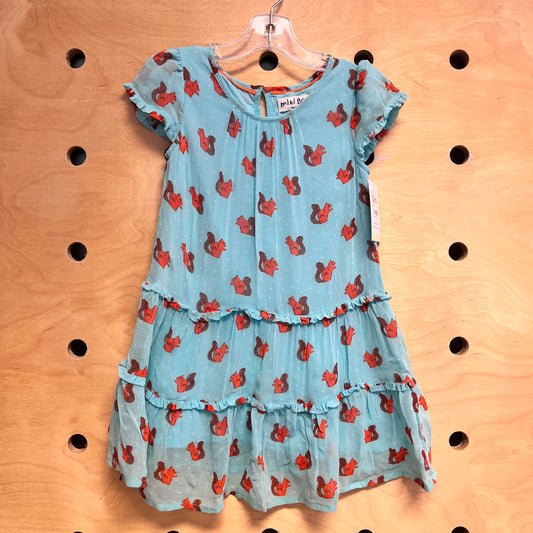 Aqua/Orange Squirrels Dress