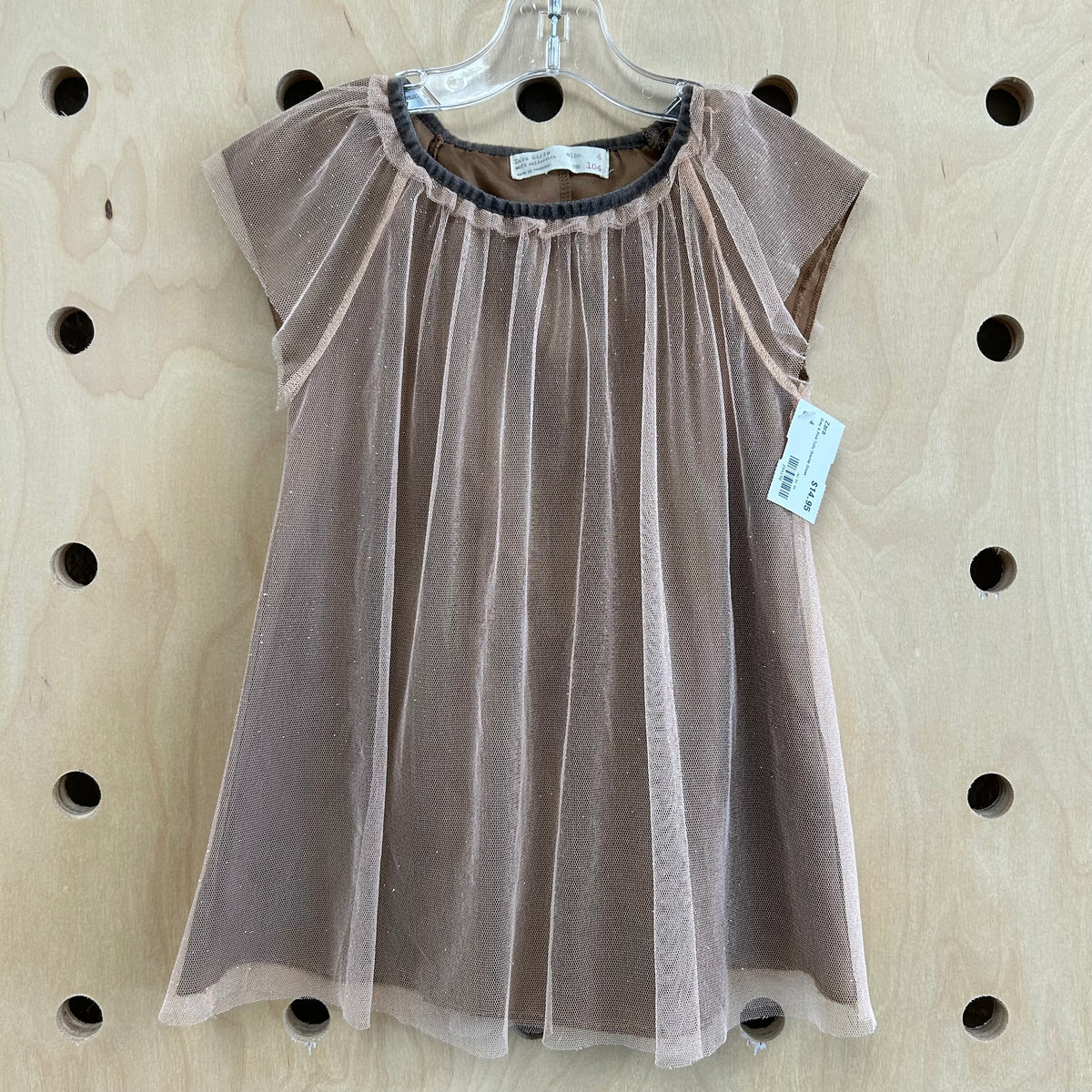 Grey & Pink Tulle Overlay Dress