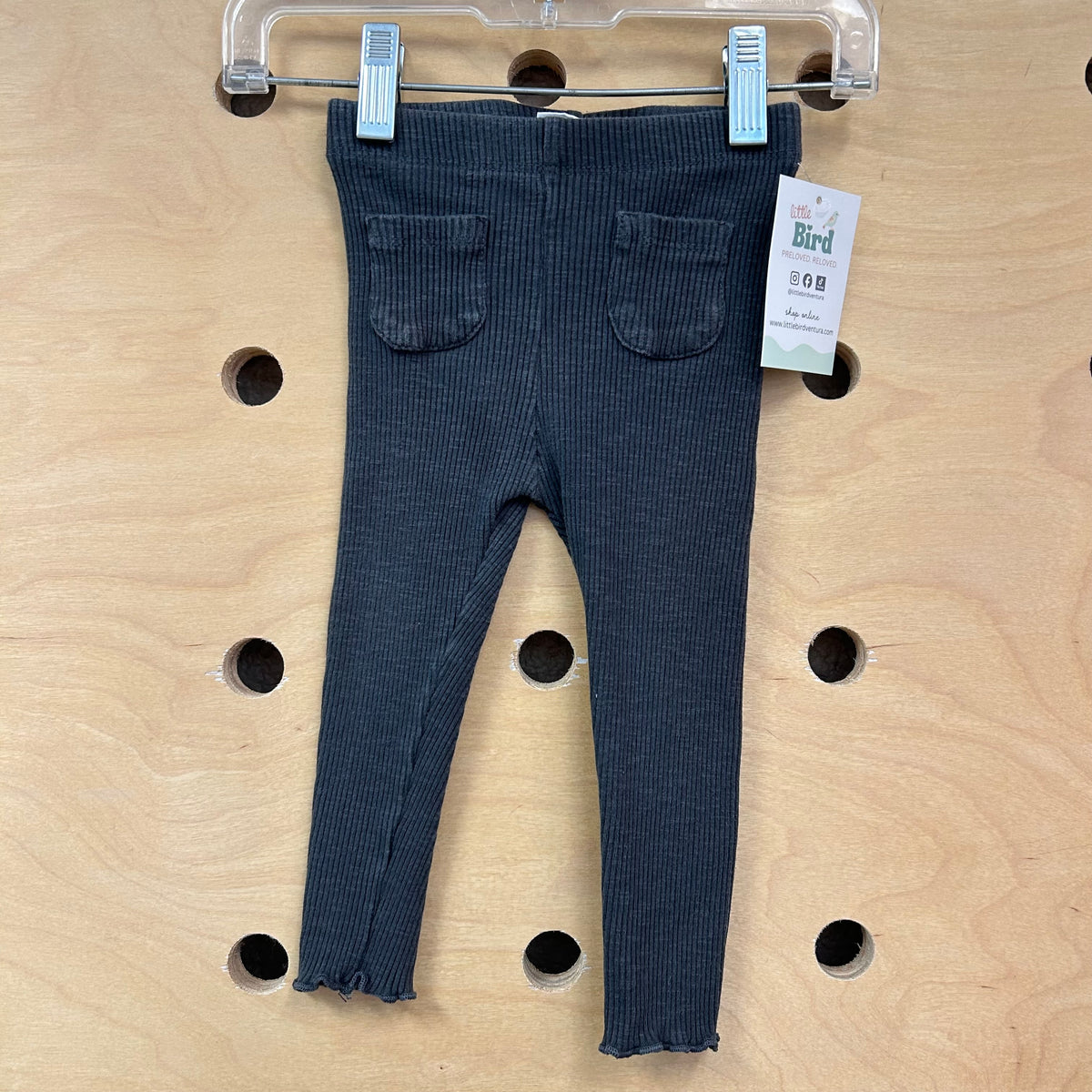 Grey Ribbed Pocket Leggings