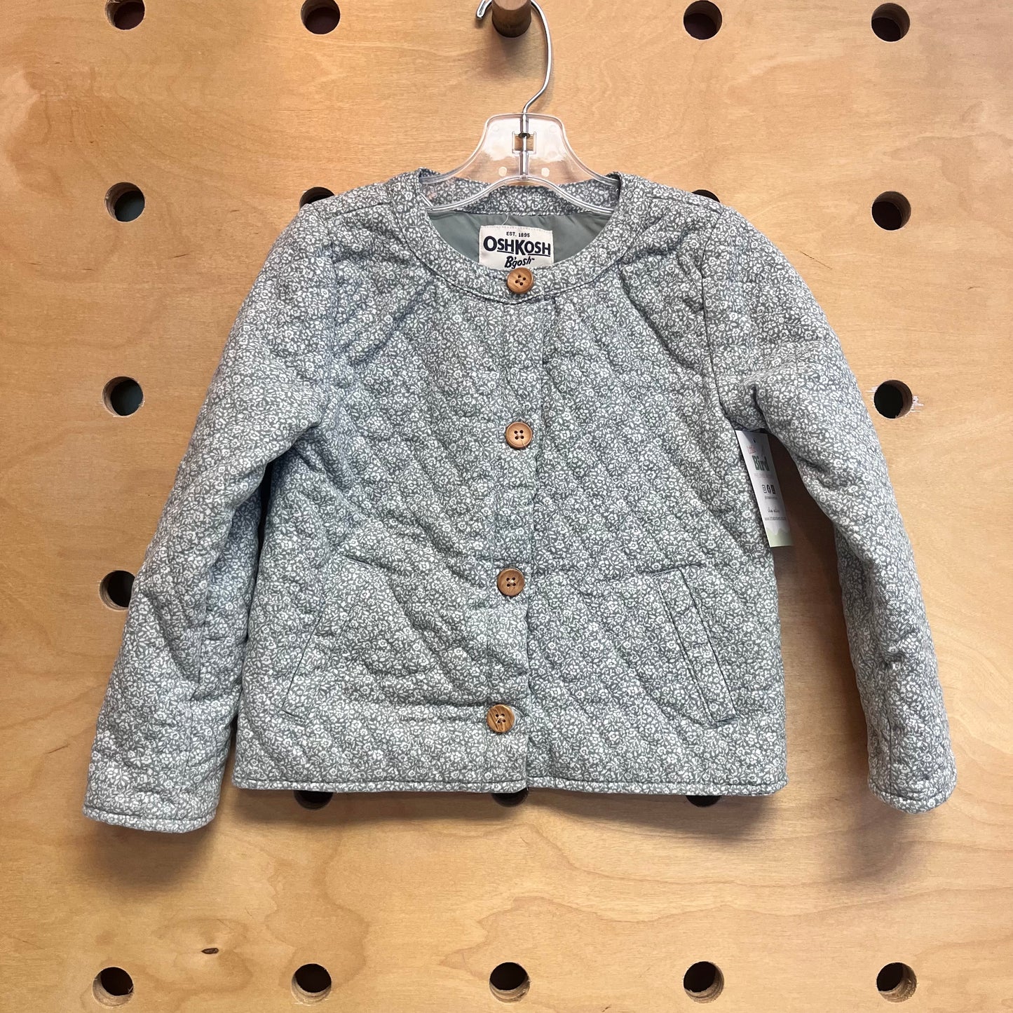 Green/White Floral Quilted Jacket
