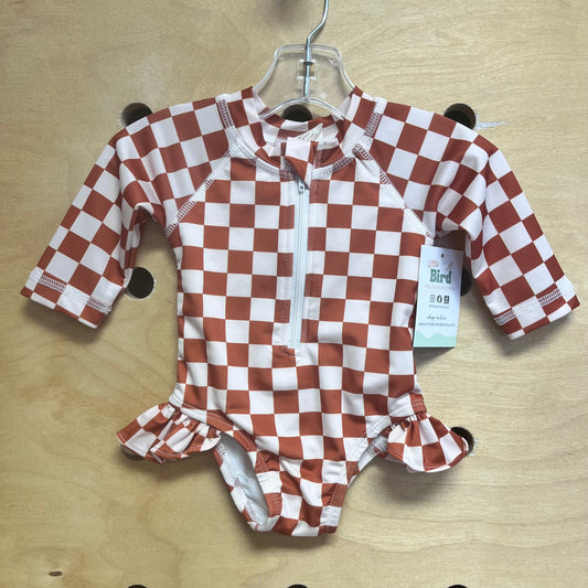 Brown Checkered Swimsuit