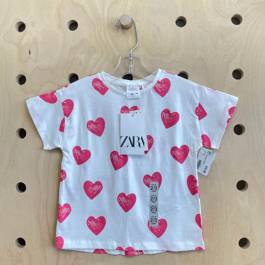 White + Red Hearts Tee NEW!