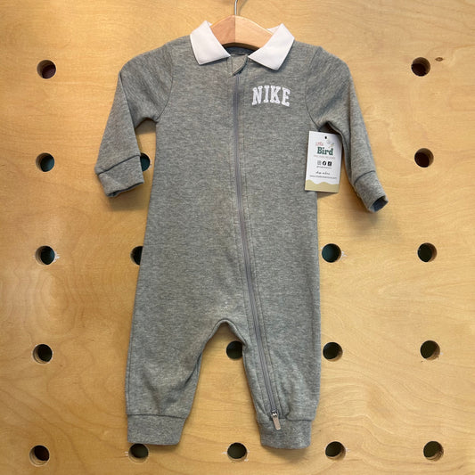 Grey/White Collar Zip Romper