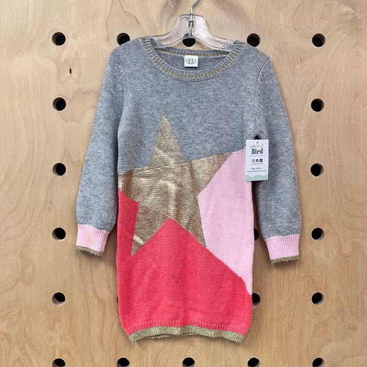 Colorblock Gold Star Sweater Dress