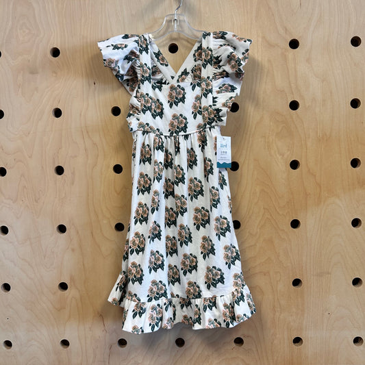 Organic White/Green Floral Dress