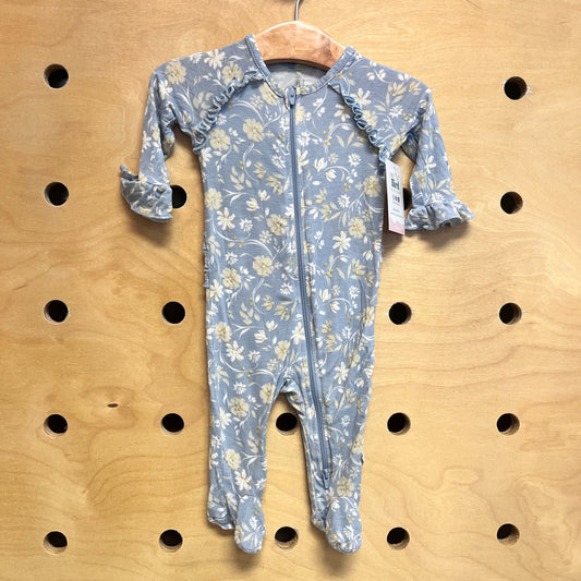 Blue/Gold Floral Bamboo Footies