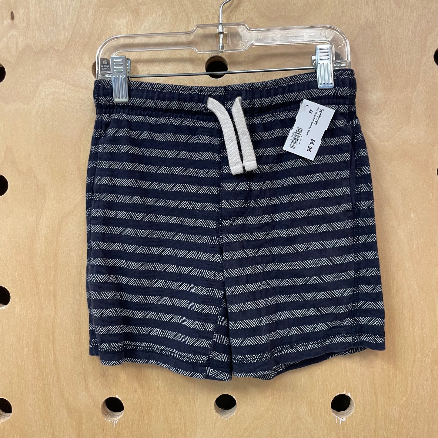 Blue Striped Drawstring Shorts