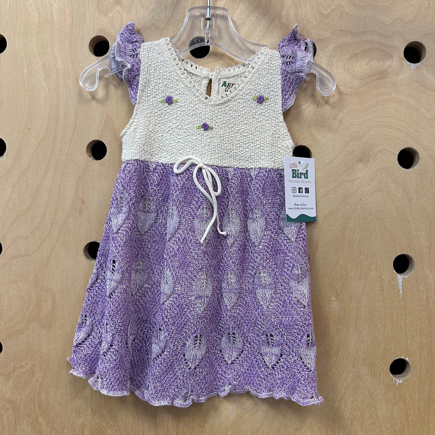 Purple + Cream Crocheted Dress