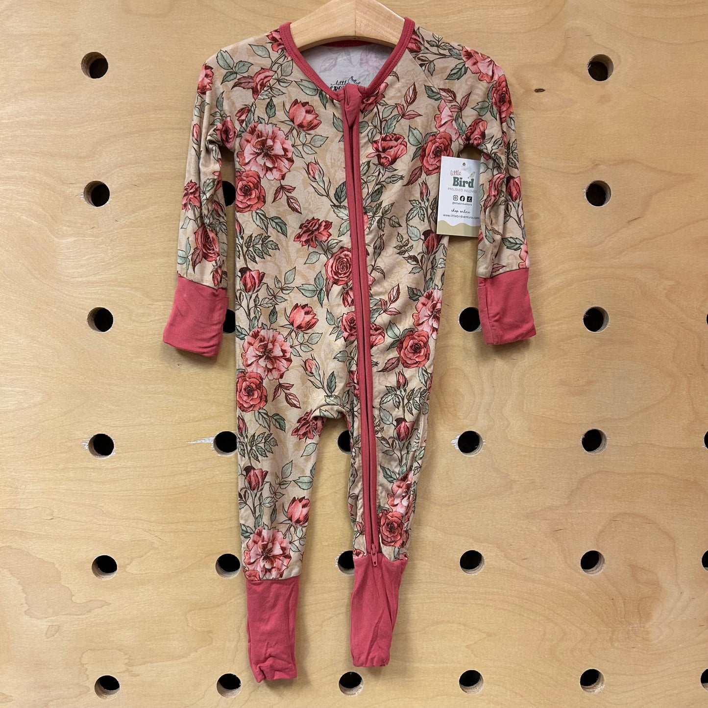 Tan Roses Bamboo Zippy
