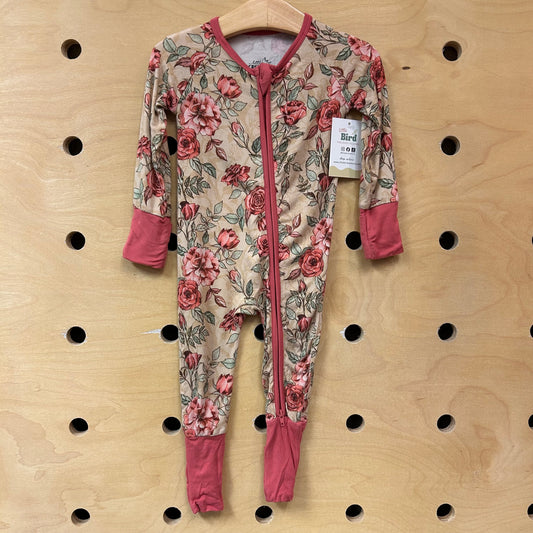 Tan Roses Bamboo Zippy