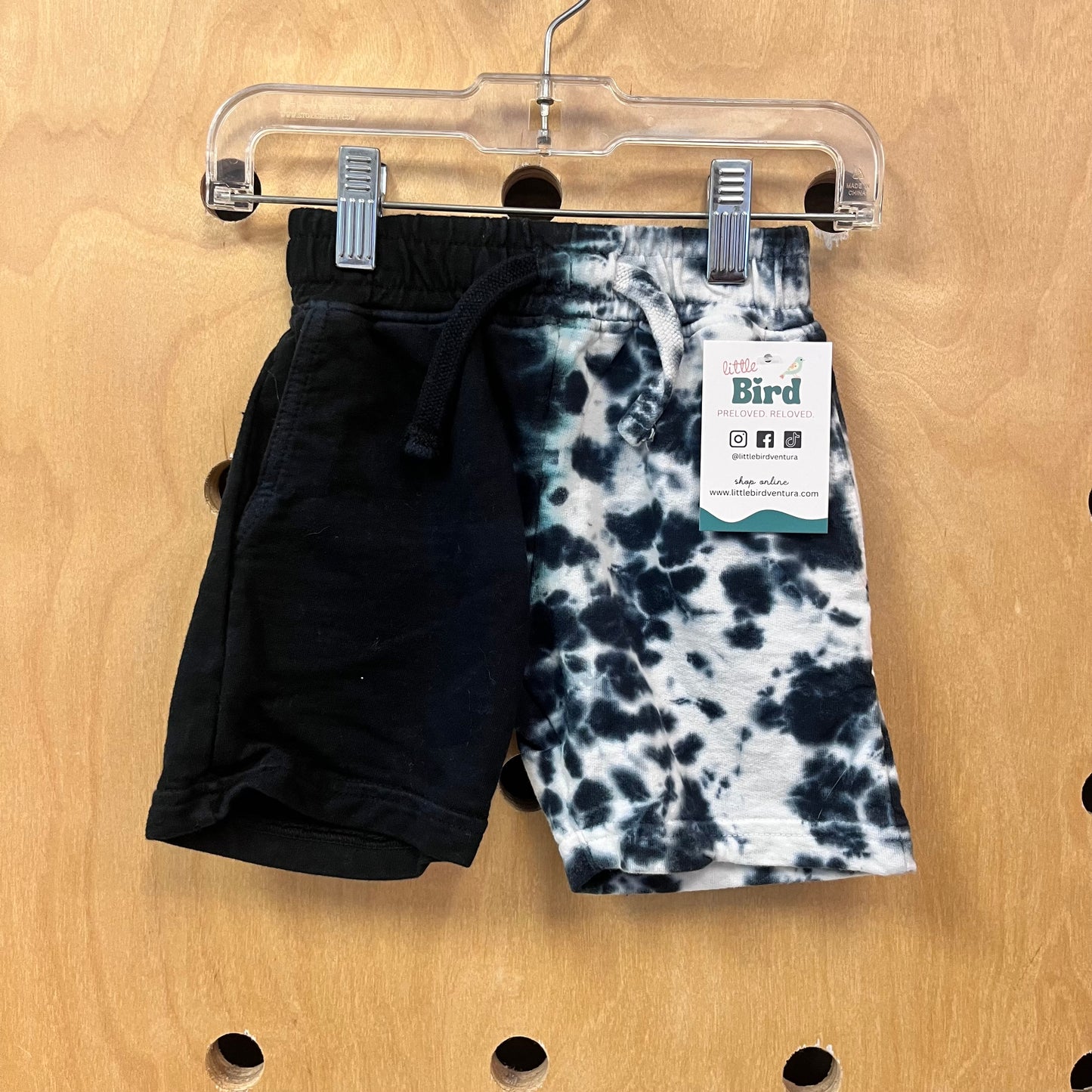 B+W Mixed Print Drawstring Shorts