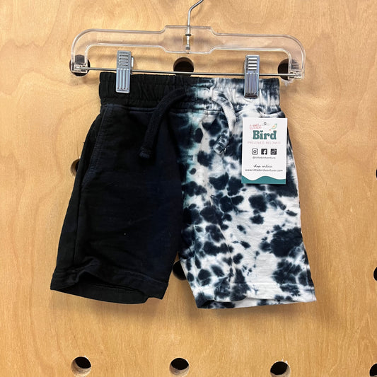 B+W Mixed Print Drawstring Shorts