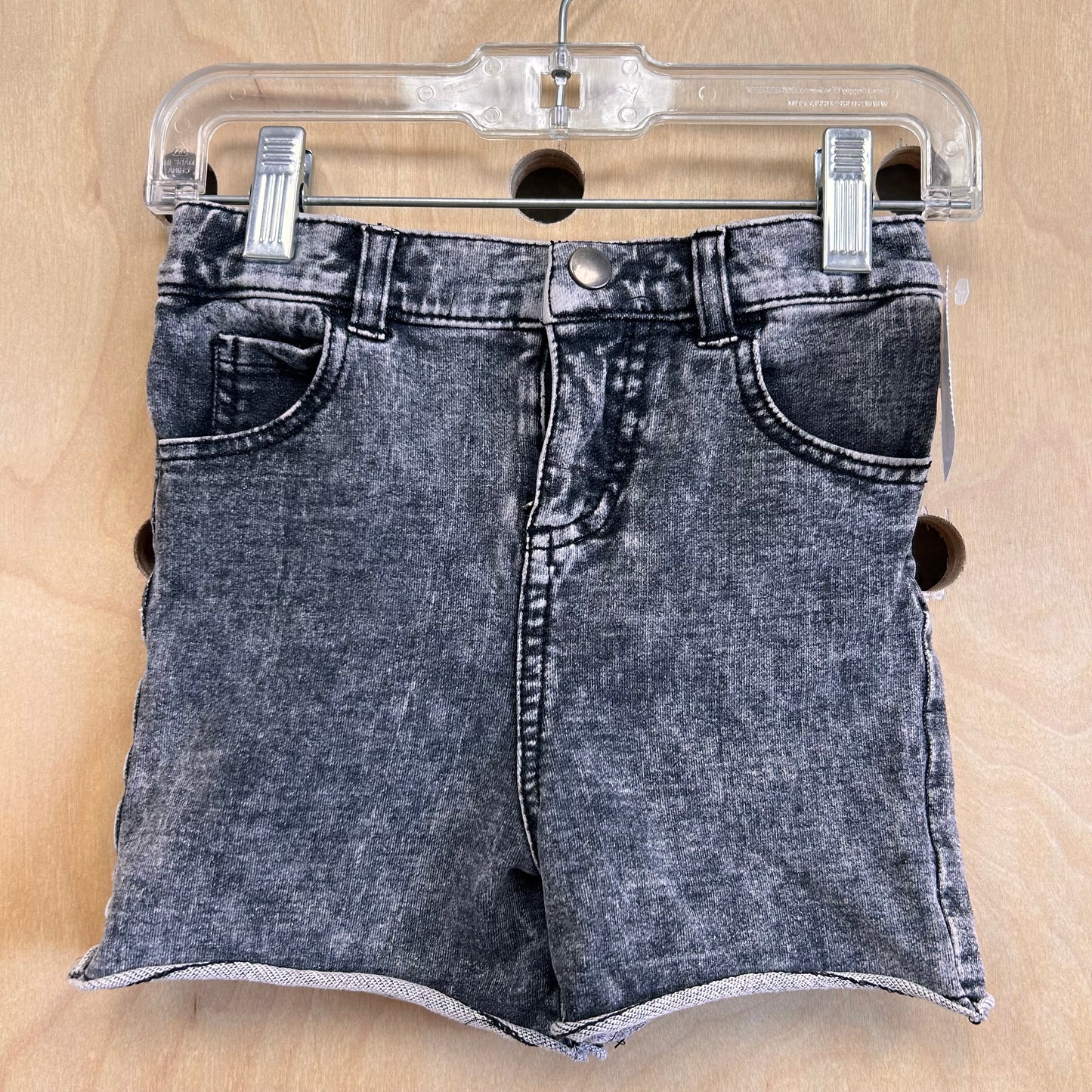 Black Acid Wash Knit Denim Shorts