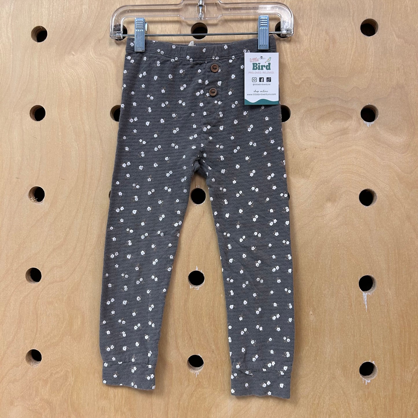 Grey Floral Organic Leggings