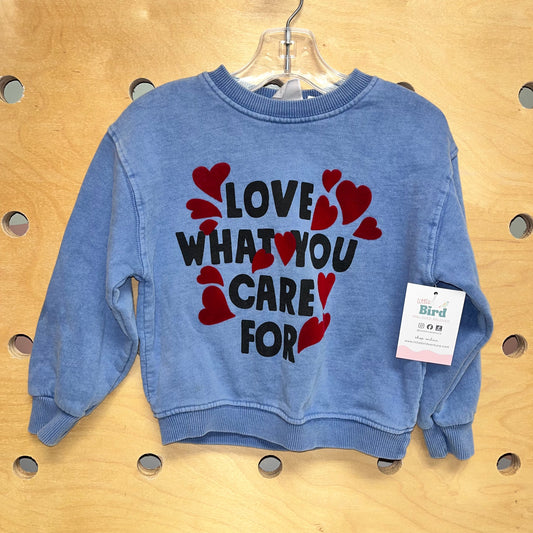 Blue 'Love What You Care For' Pullover