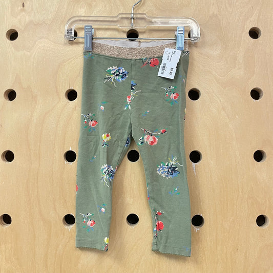 Green Floral Leggings