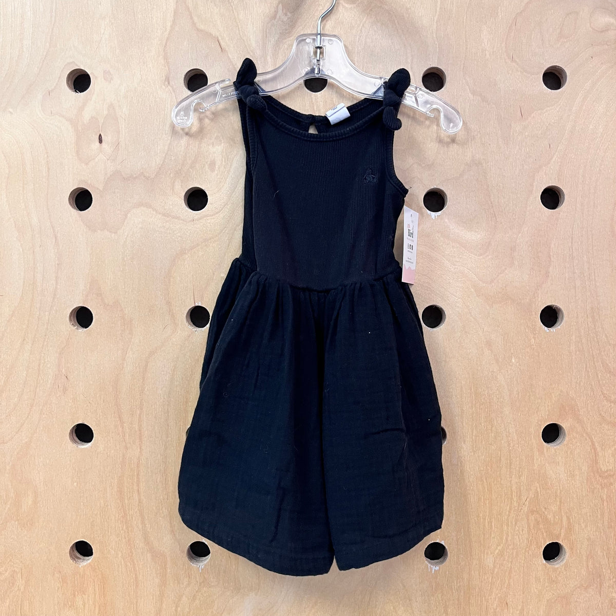 Black Ribbed + Gauze Dress